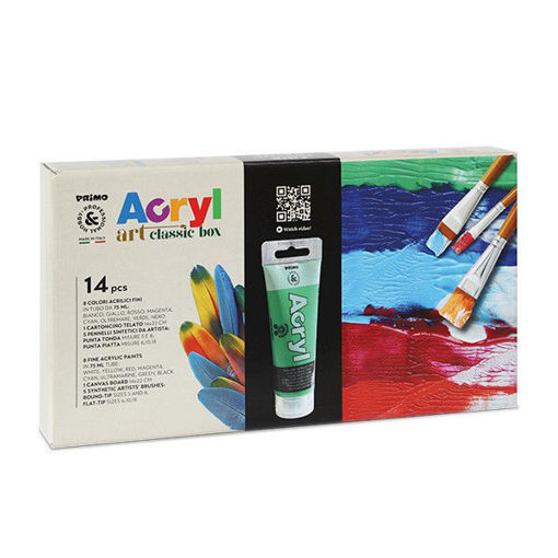 Picture of Acrylic Set 75ml 8clrs With Materials Primo