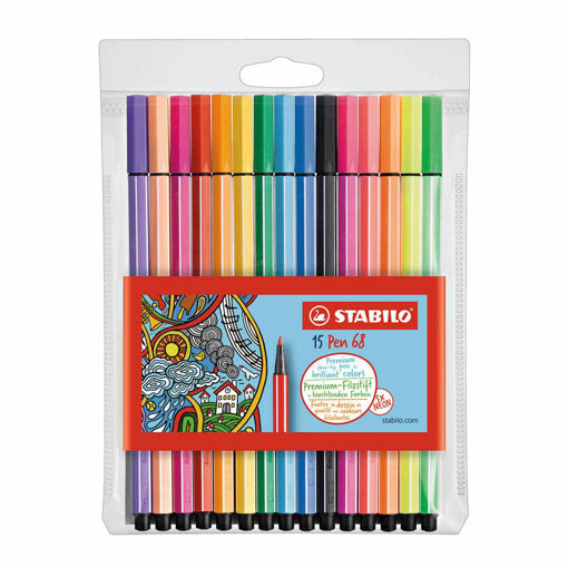 Picture of Fiber Pen Pack 15clrs 1mm Stabilo Pen 68
