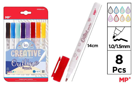 Picture of Fiber Pen Pack 8clrs 1mm Outliner MP