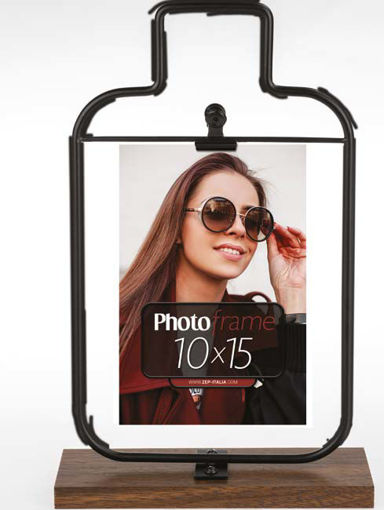 Picture of Metal Frame 10x15cm Black Wood Stand Zep