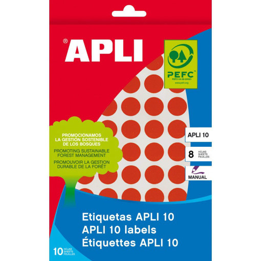 Picture of Office label Stickers 320pcs Red 19mm Round APLI