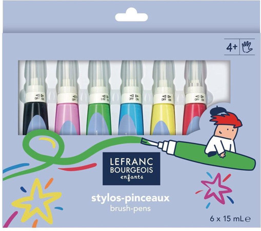 Picture of Paint Brush Pen 15ml 6clrs Washable Magic Color&Co