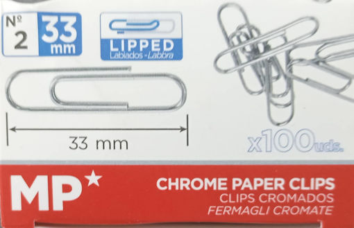 Picture of Paper Clips 100Pcs 33mm Chrome MP