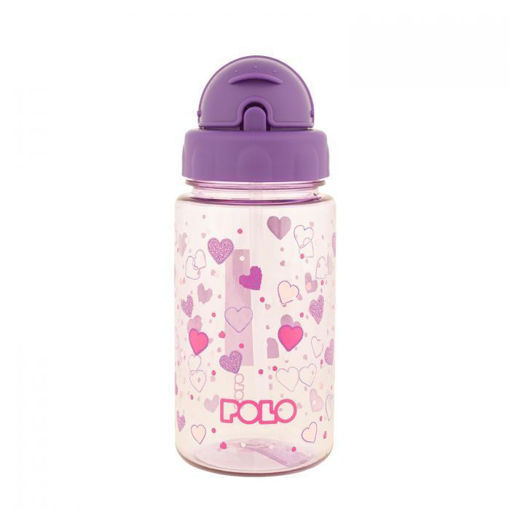 Picture of Water Bottle Plastic 450ml Assorted With Straw Pol