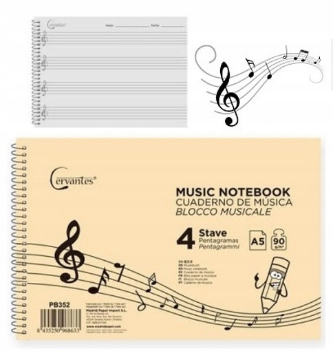 Picture of Music Book A5 20 Sheets 90gr Spiral Cervantes
