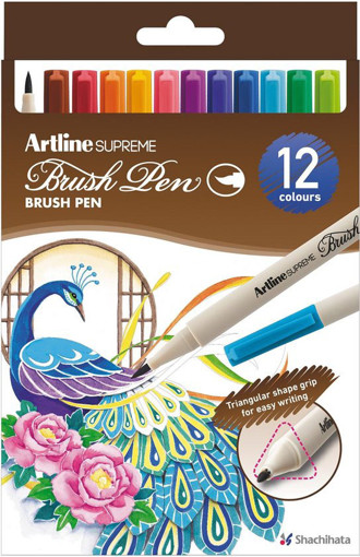 Picture of Brush Pen 12clrs Grip Triangle Artline