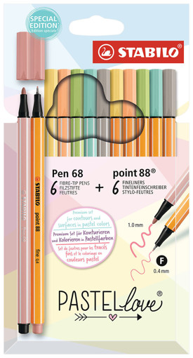 Picture of Assorted Pack 6clrs Pastel (0.4&1)mm Stabilo Pen 6