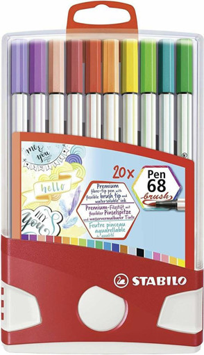 Picture of Fiber Pen Pack 20clrs 1mm Brush Tip Stabilo Pen 68