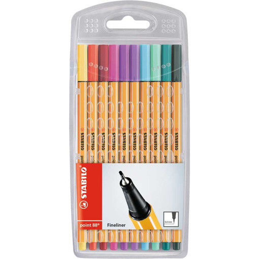 Picture of Fineliner Pack 10clrs 0.4mm Stabilo Point 88