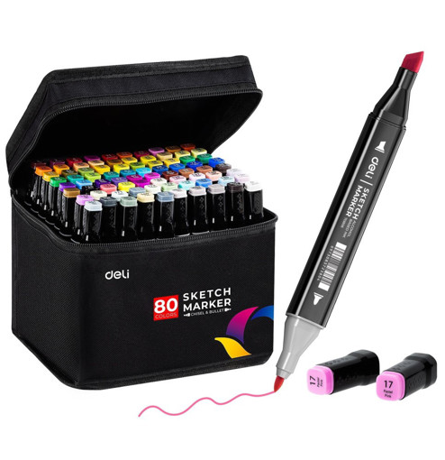 Picture of Sketch Marker Pack 80clrs Twin Tip Deli