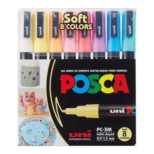 Picture of Paint Marker 8clrs Pastel 0.9-1.3mm Uni Posca