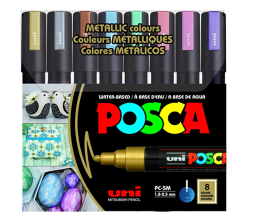 Picture of Paint Marker 8clrs Metallic 1.8-2.5mm Uni Posca