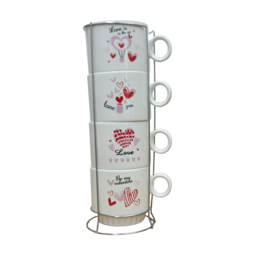Picture of Mug 7cm 4pcs Valentine + Stand