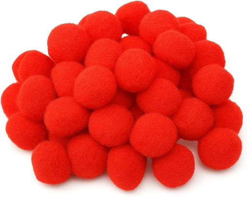 Picture of Pompoms 30pcs Red 2.5cm Hand Craft