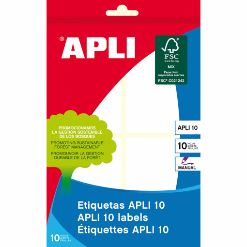 Picture of Office label (Set of 10) White 53x100mm APLI