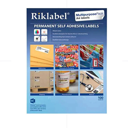 Picture of Office label 105X70mm A4 100 Sheets White Riklabel