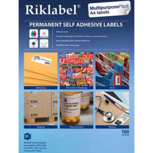 Picture of Office label 70x68mm A4 100 Sheets White Riklabel