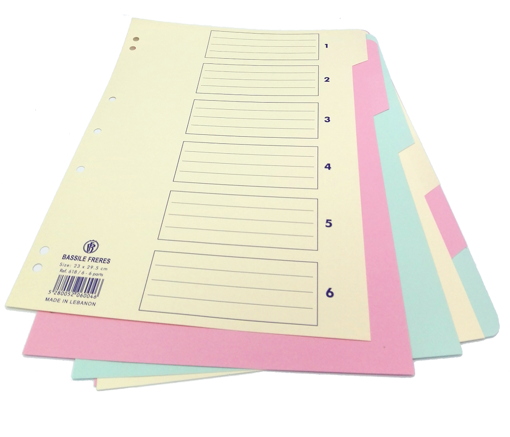 Picture of Separators A4 6parts Colored Cardboard Bassile