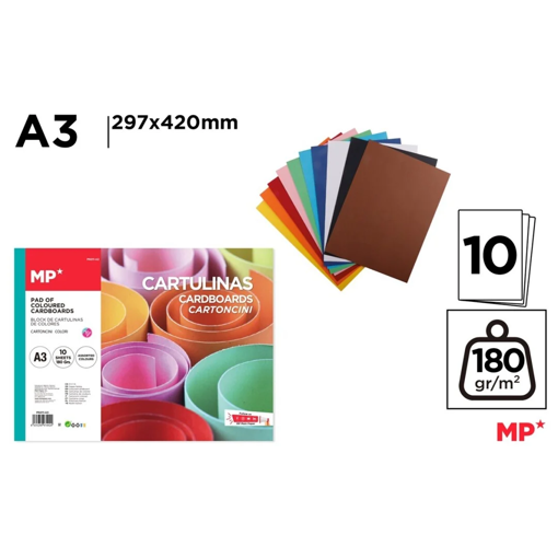 Picture of CardBoard A3 10 Sheets Colored 180gr MP