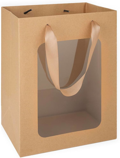 Picture of Bag for gift 25x35cm Kraft With Window