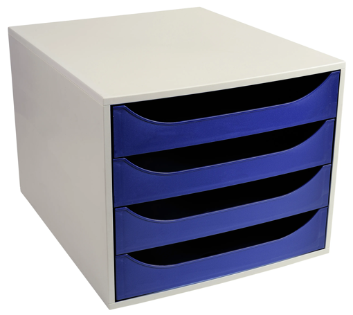 Picture of Drawer Box 28x34cm Blue 4 Drawers Exacompta