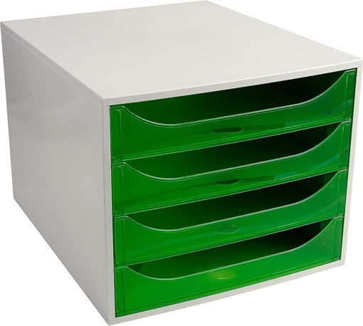 Picture of Drawer Box 28x34cm Green 4 Drawers Exacompta