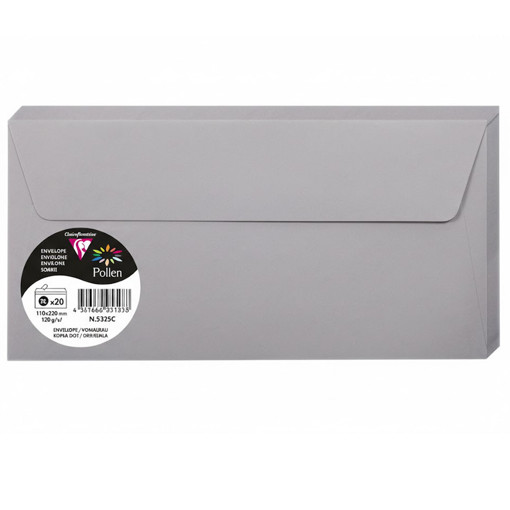 Picture of Envelopes 11x23cm 20pcs Grey Claire Fontaine