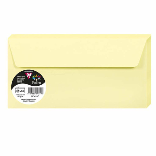 Picture of Envelopes 11x23cm 20pcs Yellow 120gr Claire Fontai
